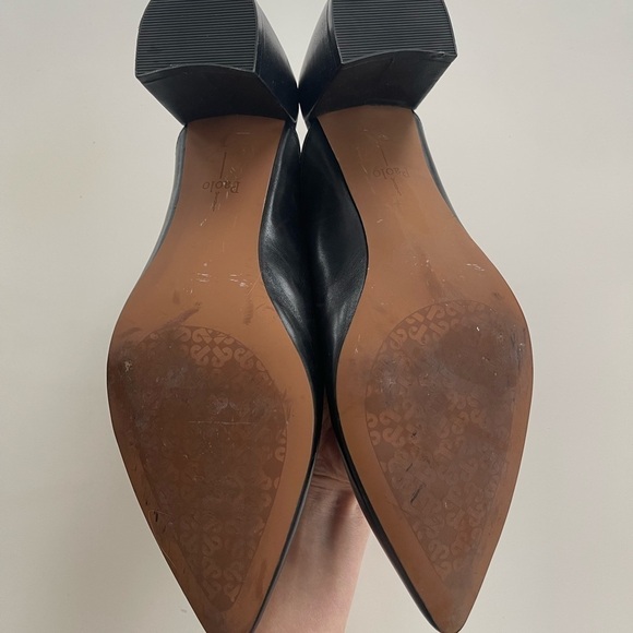 Linea Paolo Svelte Almond Toe Mid Block Heel Mule Black Nappa - 10 - Picture 7 of 10